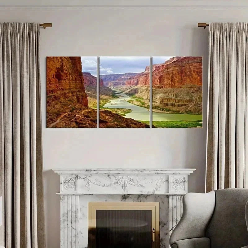 3pcs Grand Canyon & River Nature Landscape Wall Art Set Canvas Framed 60x90cm - High Quality Print 100% Australian Made Wall Canvas Ready to Hang