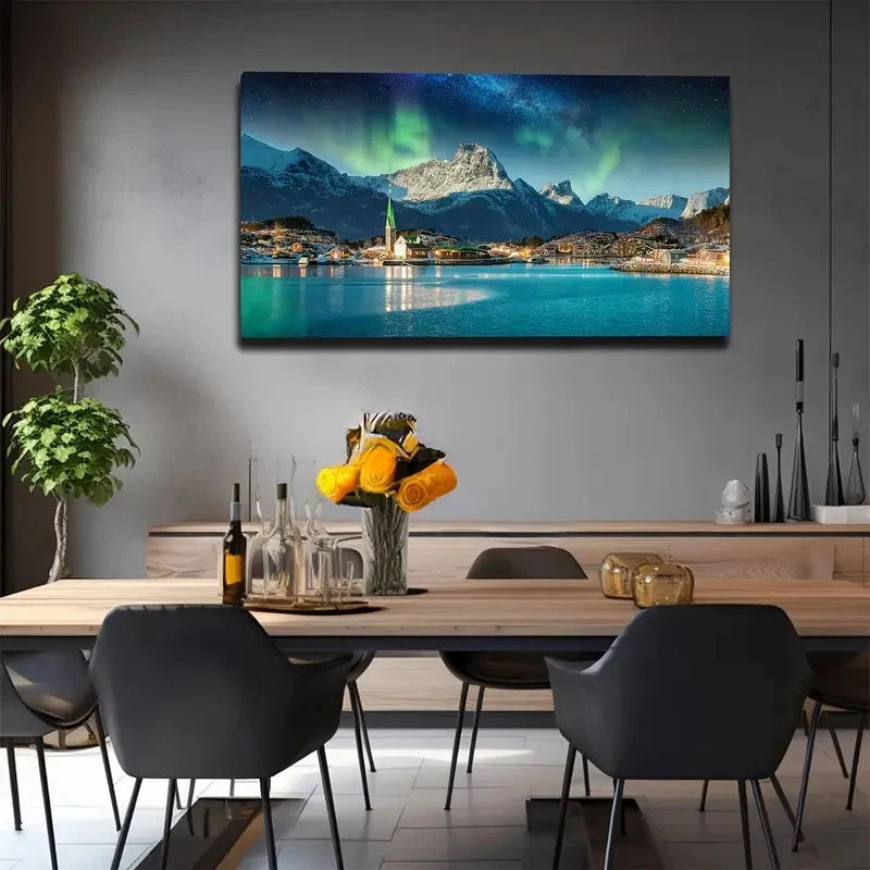 Magical Northern Lights Wall Art Canvas Office Home Room Framed 120x60cm