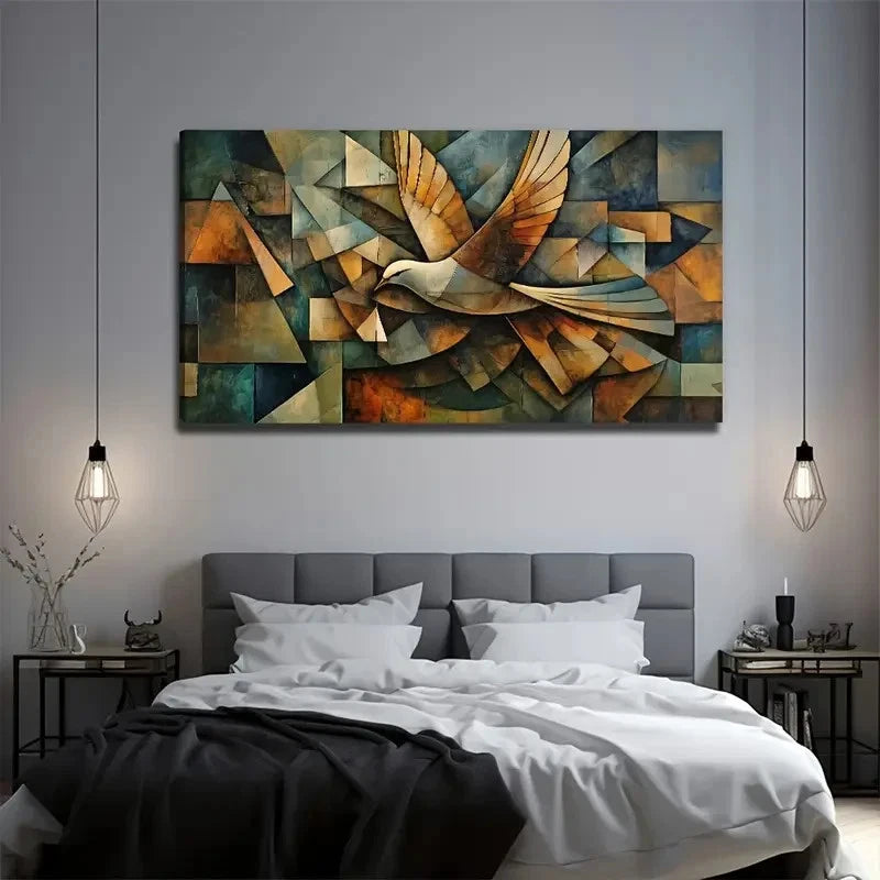 Vibrant Geometric Design Wall Art Canvas Office Home Room Framed 120x60cm
