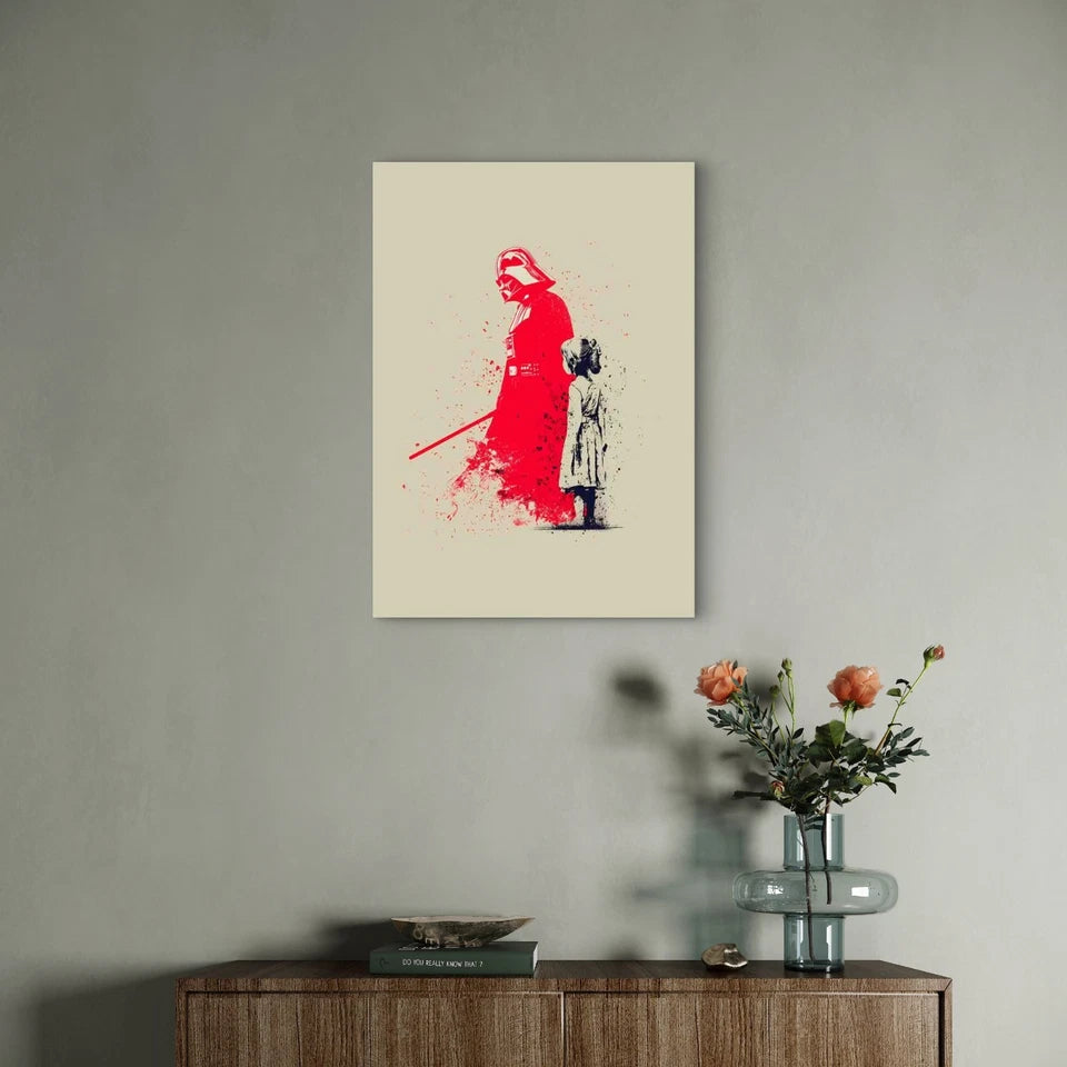 Crimson Guardian and the Little Girl 40x60cm Metal Print Ready to Hang