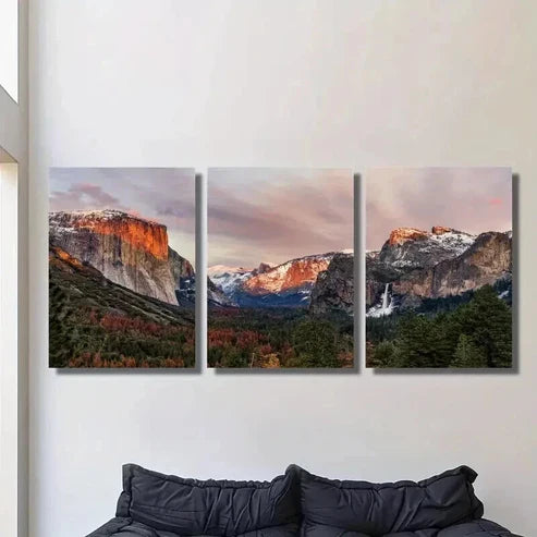3pcs Brown and White Mountains Scenery Wall Art Set Canvas Unframed - High Quality Print 100% Australian Made Wall Canvas - Bella Home Decor