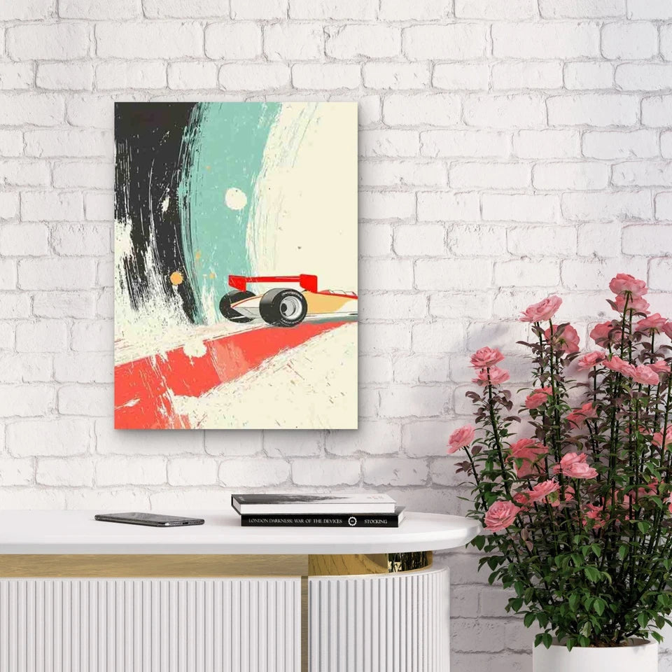 Vintage Style Racing Car 40x60cm Metal Print Ready to Hang