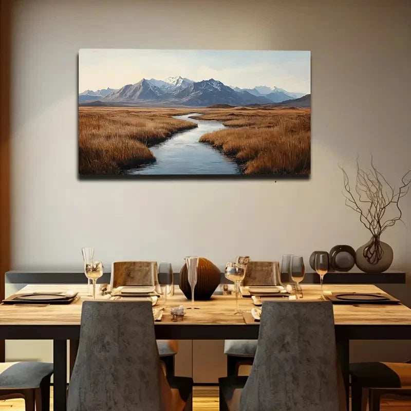 Mountain River Definition Wall Art Canvas Office Home Room Framed 120x60cm