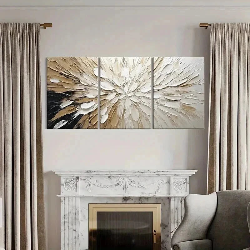 3pcs Abstract Floral Art Neutral Colors Wall Art Set Canvas Framed 50x70cm - High Quality Print 100% Australian Made Wall Canvas Ready to Hang - Bella Home Decor