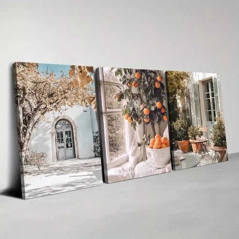 3pcs Beautiful Modern Abstract Retro Yard Wall Art Canvas Unframed - High Quality Print 100% Australian Made Wall Canvas - Bella Home Decor