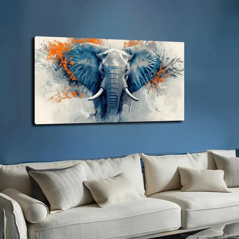Majestic Elephant Design Wall Art canvas office home room framed 120x60cm - Bella Home Decor
