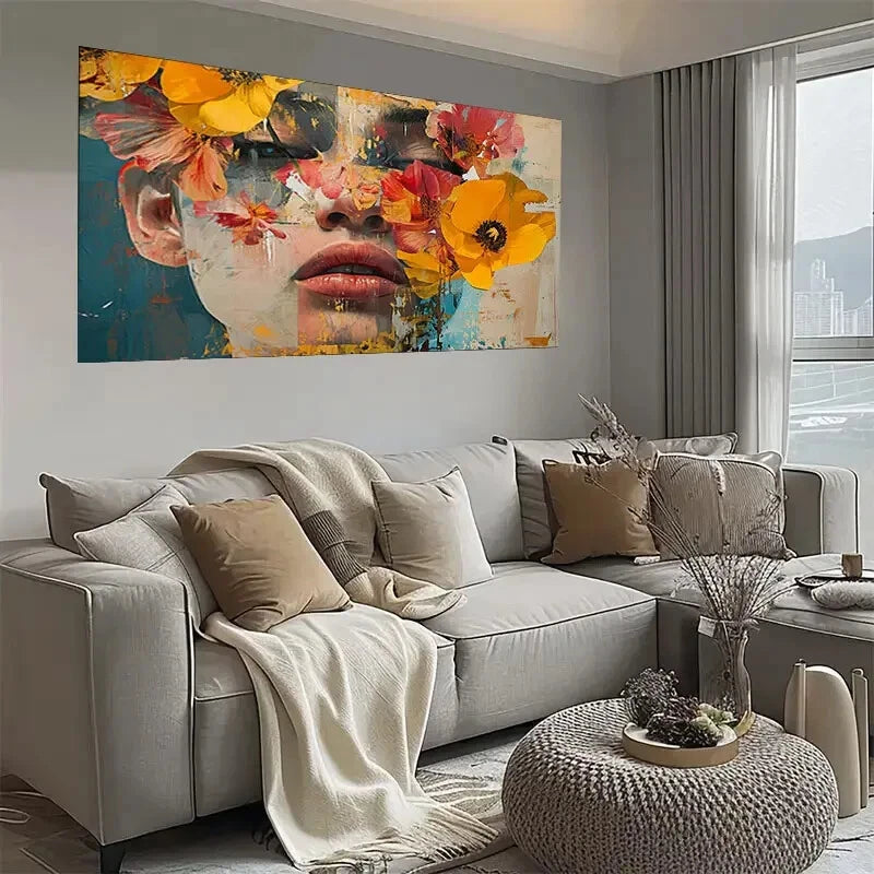 Vibrant Abstract Portrait Wall Art wall canvas office home room framed 120x60cm - Bella Home Decor