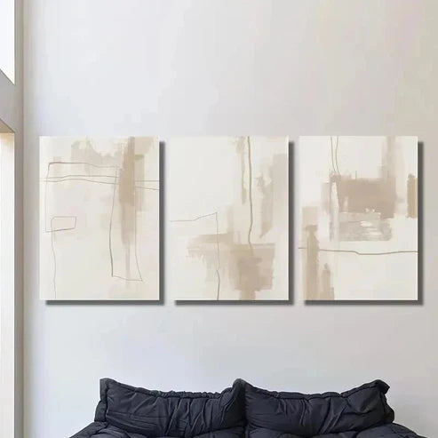 3pcs Abstract Geometric Golden Line Outline Wall Art Set Canvas Unframed - High Quality Print 100% Australian Made Wall Canvas