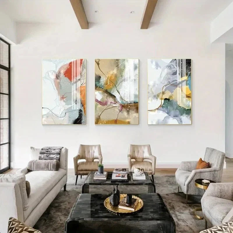 3pcs Blue, Green, and Grey with Wooden Wall Art Canvas Unframed – High Quality Print 100% Australian Made Wall Canvas - Bella Home Decor