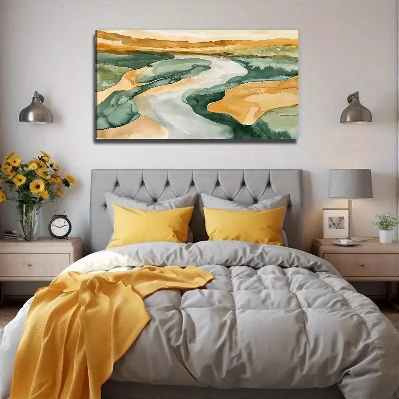 The Bending River On The Earth Wall Art Canvas Office Home Room Framed 120x60cm