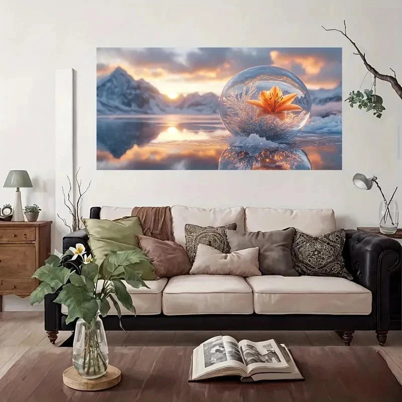 Winter Wonderland Snow Globe Wall Art Canvas Office Home Room Framed 120x60cm