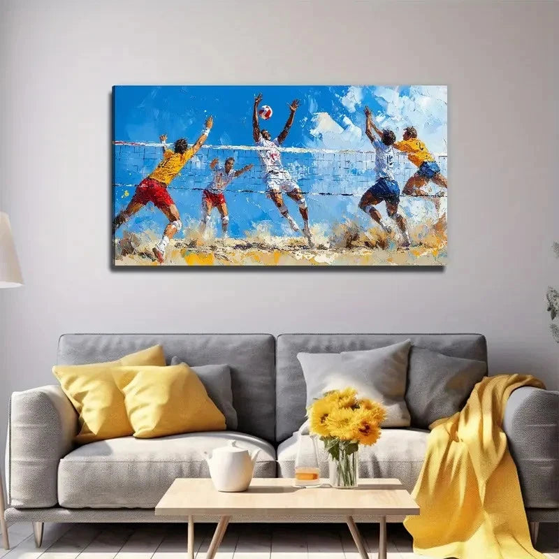 Beach Volleyball Perfect Wall Art Canvas Office Home Room Framed 120x60cm