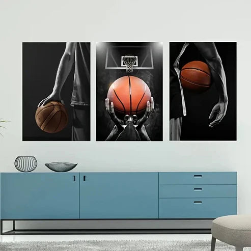 3pcs Modern Basketball Sport Theme Wall Art Set Canvas Unframed - High Quality Print 100% Australian Made Wall Canvas