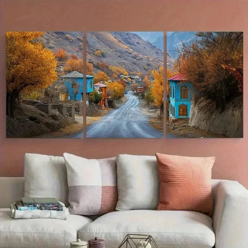 3pcs Traditional Wooden Afghanistan Perfect Wall Art Set Canvas Framed 40x60cm - High Quality Print 100% Australian Made Wall Canvas Ready to Hang