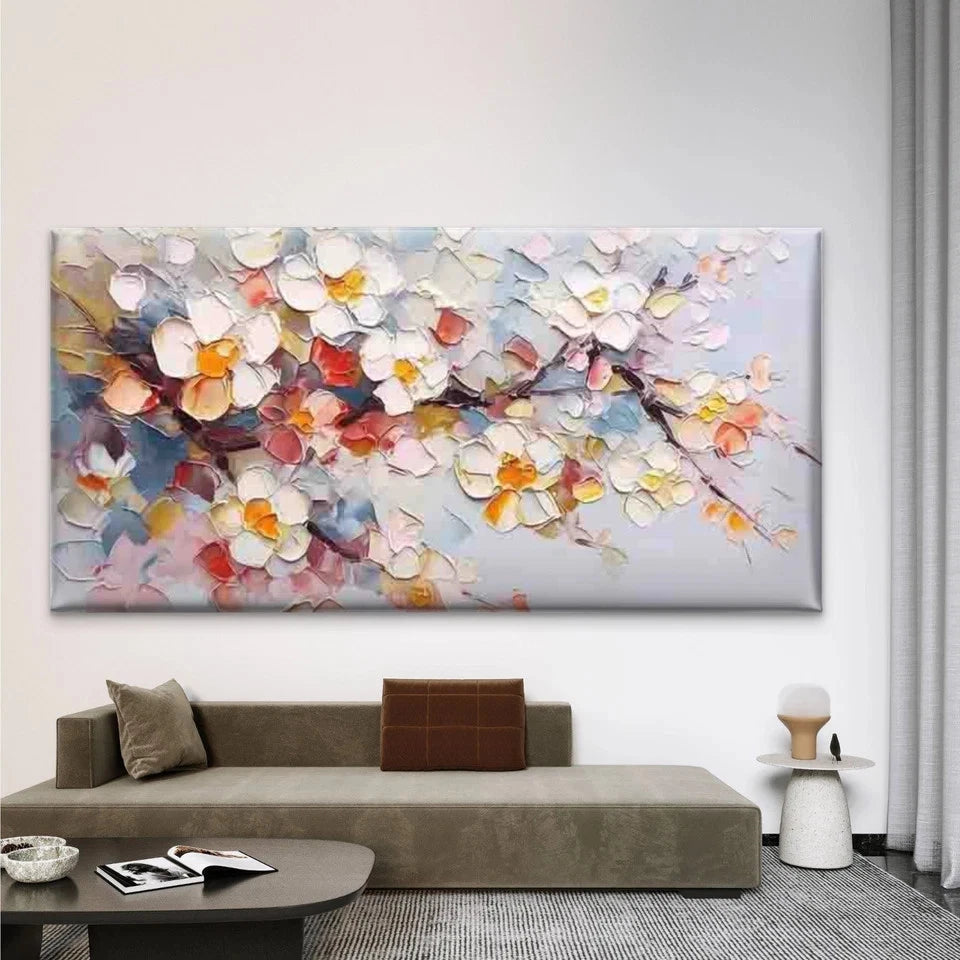 Abstract Blossom Flower Wall Art Canvas Office Home Room Framed 120x60cm