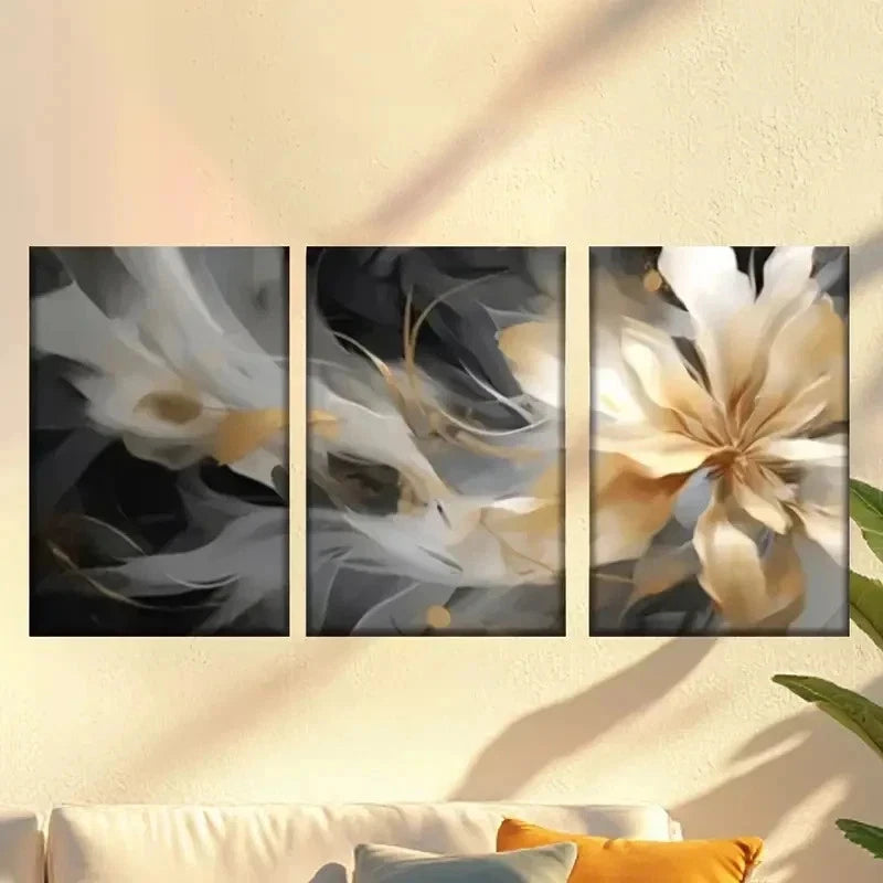 3pcs White Flower with Yellow Petals Wall Art Set Canvas Framed 60x90cm - High Quality Print 100% Australian Made Wall Canvas Ready to Hang