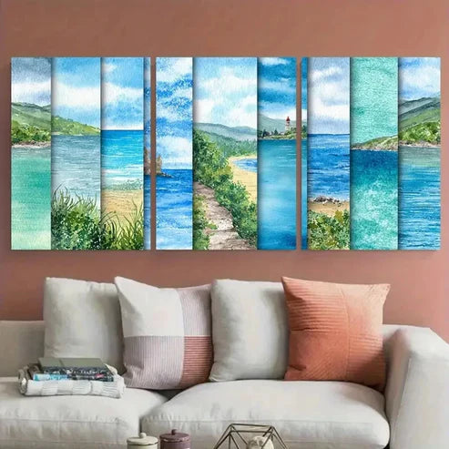 3pcs Coastal Scenery Beach Mountain Wall Art Canvas Unframed - High Quality Print 100% Australian Made Wall Canvas - Bella Home Decor