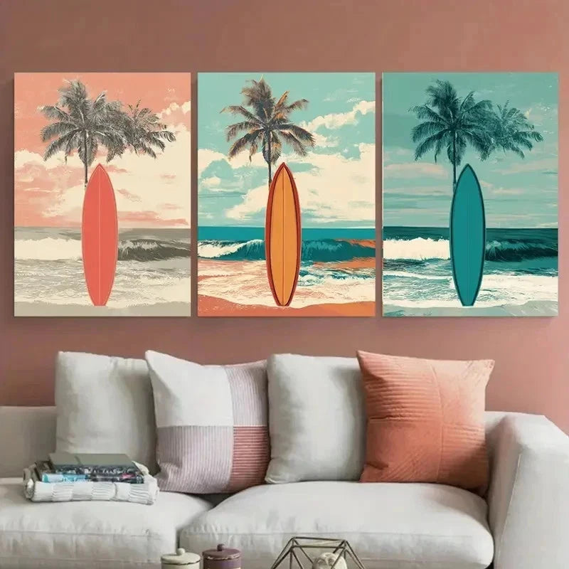3pcs Ocean Aesthetic Trendy Beach Décor Perfect Wall Art Set Canvas Framed 60x90cm - High Quality Print 100% Australian Made Wall Canvas Ready to Hang