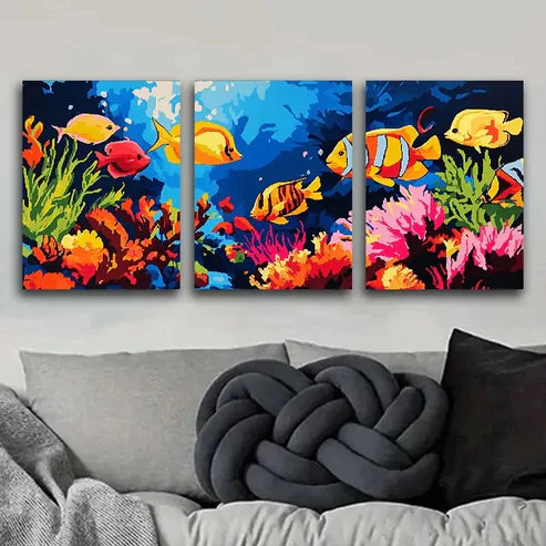 3pcs Tropical Fish Sea Colorful Ocean Perfect Wall Art Set Canvas Unframed - High Quality Print 100% Australian Made Wall Canvas