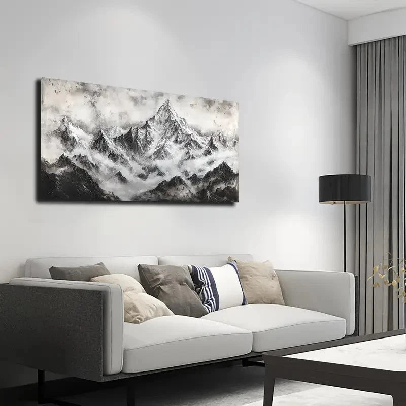 Majestic Snowy Mountains Wall Art canvas office home room framed 120x60cm - Bella Home Decor