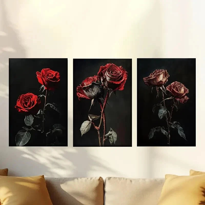 3pcs Three States of Rose, Blooming, Rotting 60x90cm - High Quality Print 100% Australian Made Wall Canvas Ready to Hang - Bella Home Decor