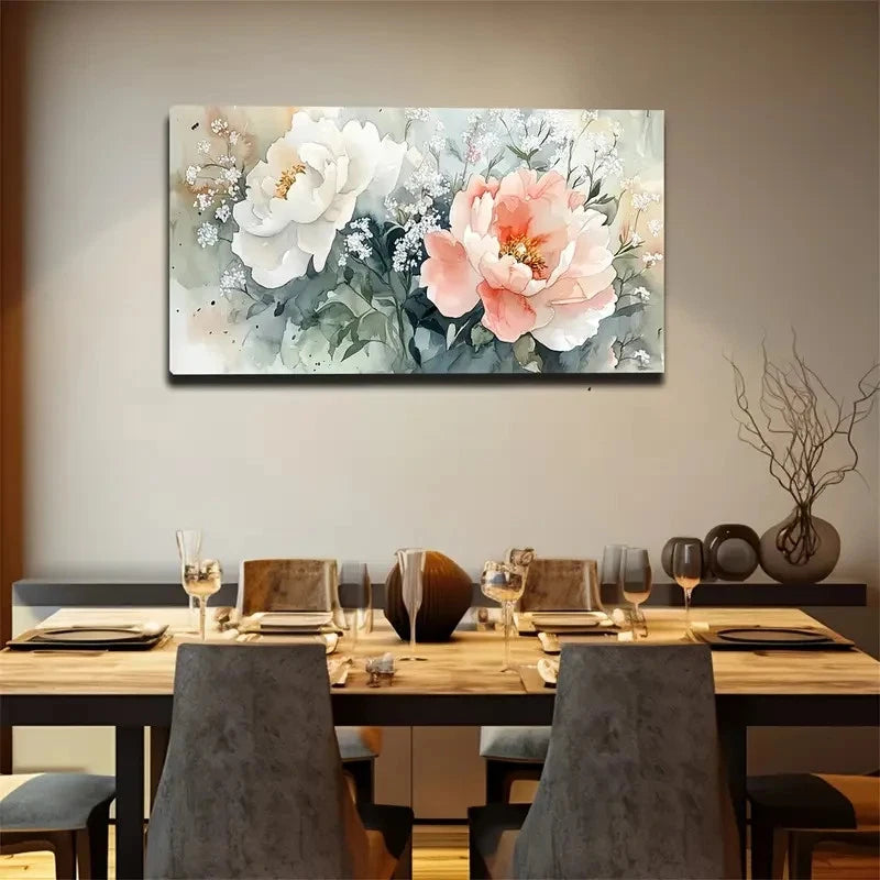 Pink Blooming Peony Flowers Wall Art Canvas Office Home Room Framed 120x60cm