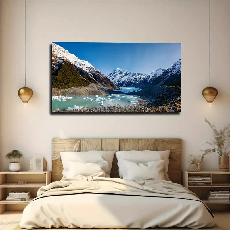 Mountain After Glacier Wall Art Canvas Office Home Room Framed 120x60cm