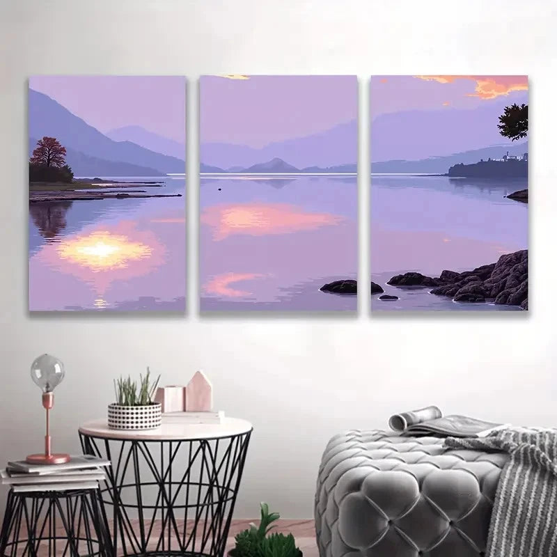 3pcs Lake Barrine view in Australia Wall Art Set Canvas Framed 60x90cm - High Quality Print 100% Australian Made Wall Canvas Ready to Hang