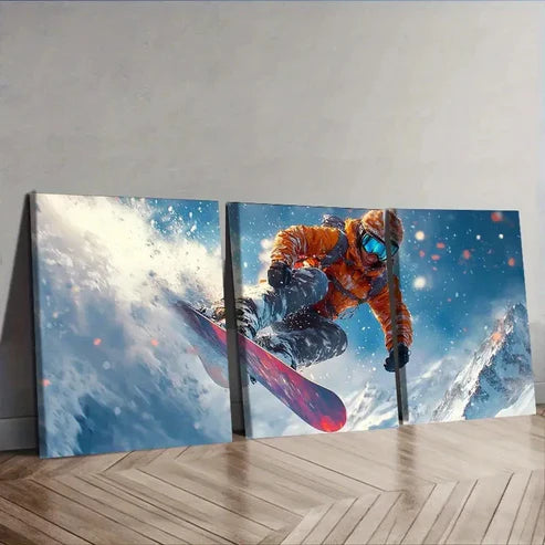 3pcs Snowboarder Wall Art Set Canvas Unframed - High Quality Print 100% Australian Made Wall Canvas - Bella Home Decor