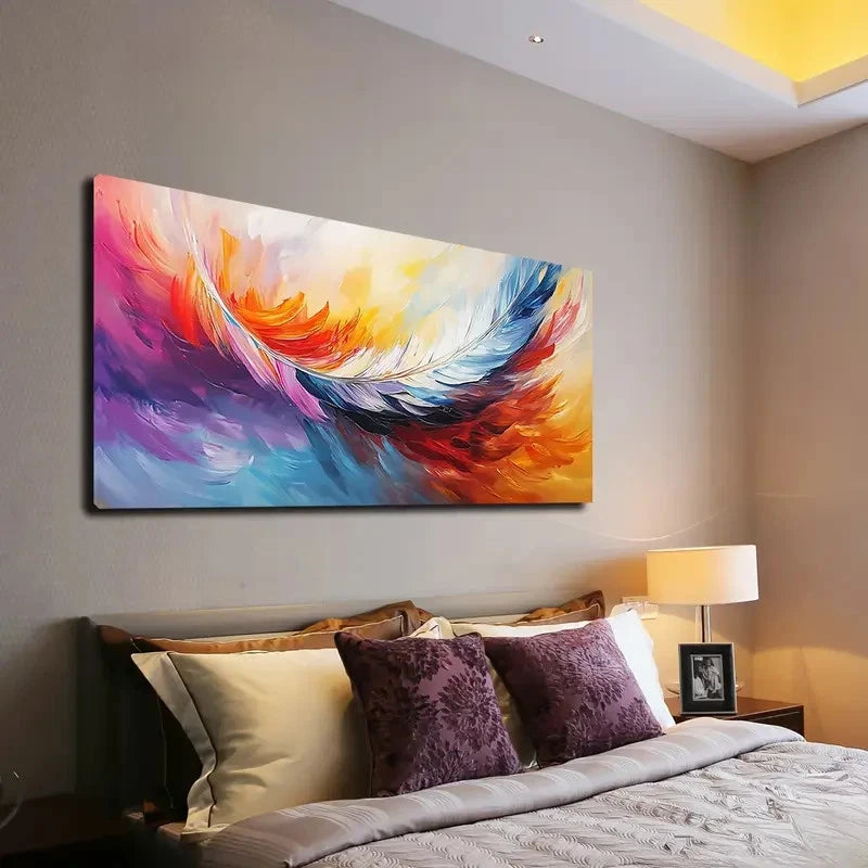 Colorful Abstract Wings Wall Art canvas office home room framed 120x60cm