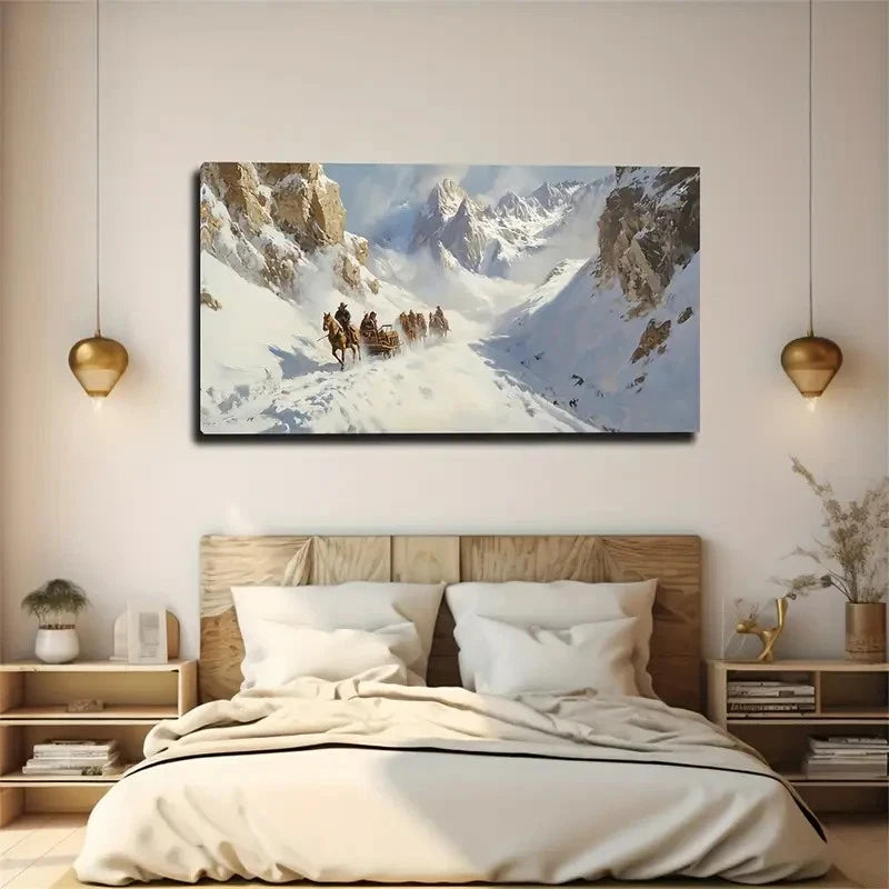 Majestic Snowy Mountain Wall Art Canvas Office Home Room Framed 120x60cm