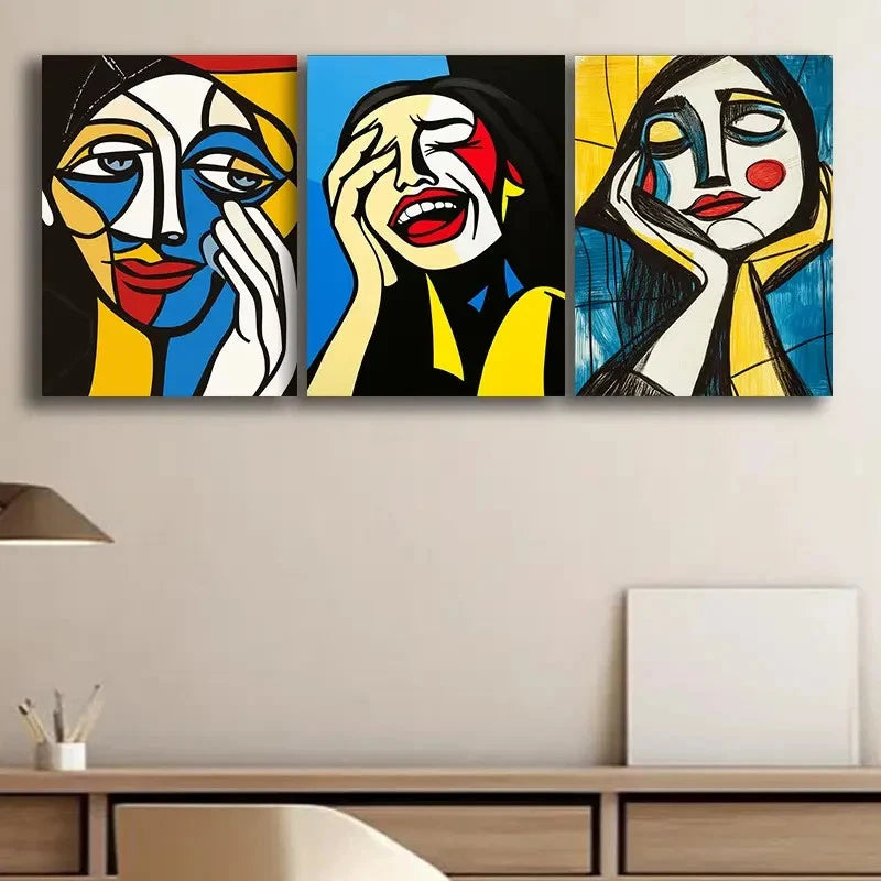 3pcs Simple Woman Line Drawing Wall Art Set Canvas Framed 40x60cm - High Quality Print 100% Australian Made Wall Canvas Ready to Hang