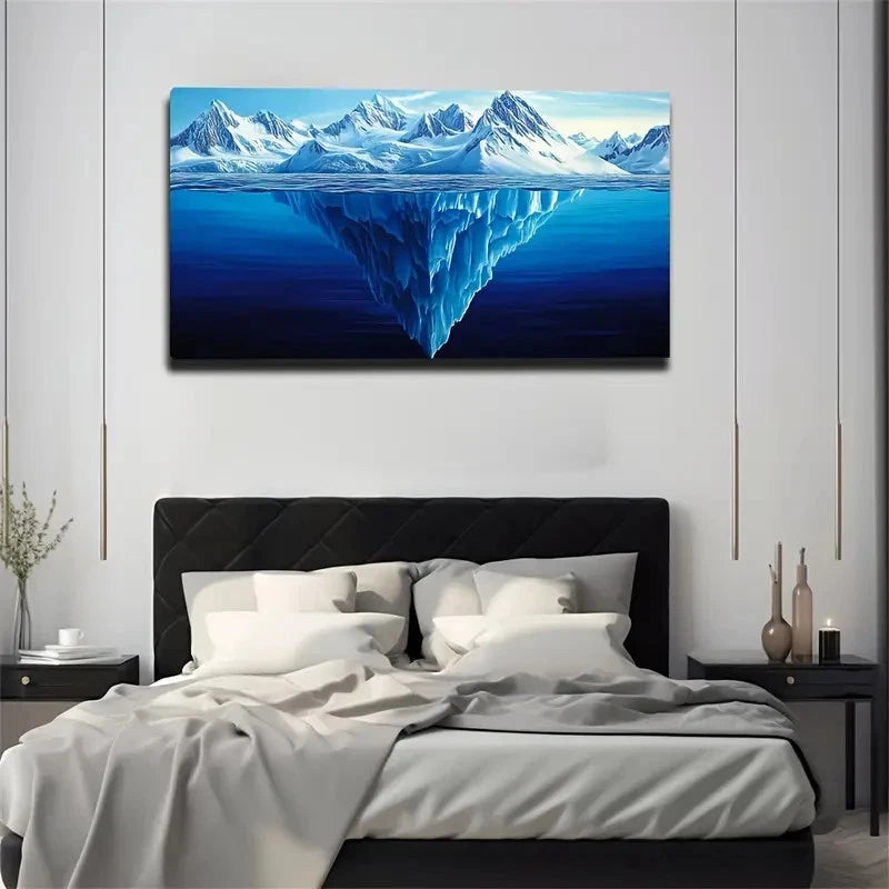 Dark Blue Lake Landscape Wall Art Canvas Office Home Room Framed 120x60cm