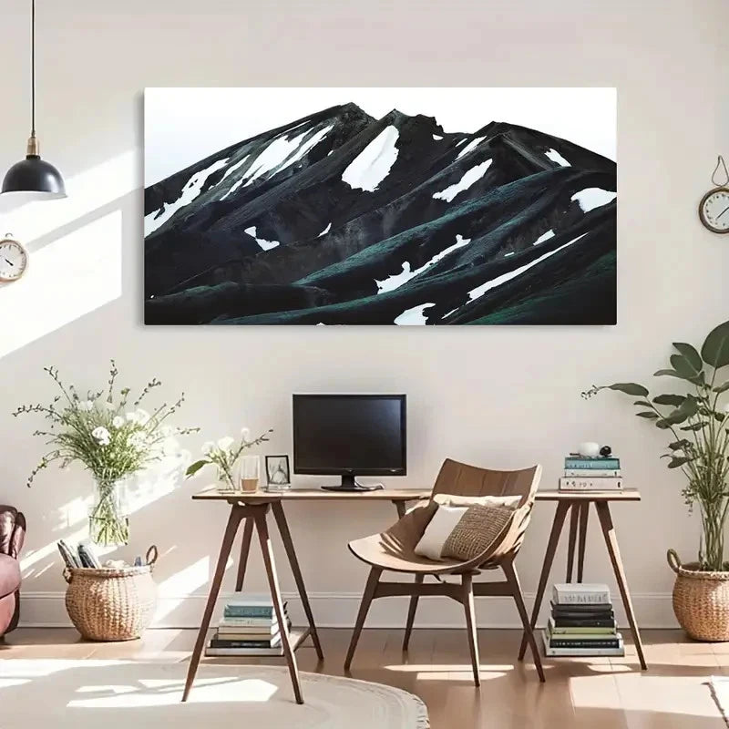 Mountain Covered Snow Decor Wall Art Canvas Office Home Room Framed 120x60cm