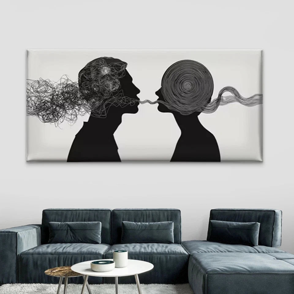 Silhouette with & Abstract Wall Art Canvas Office Home Room Framed 120x60cm