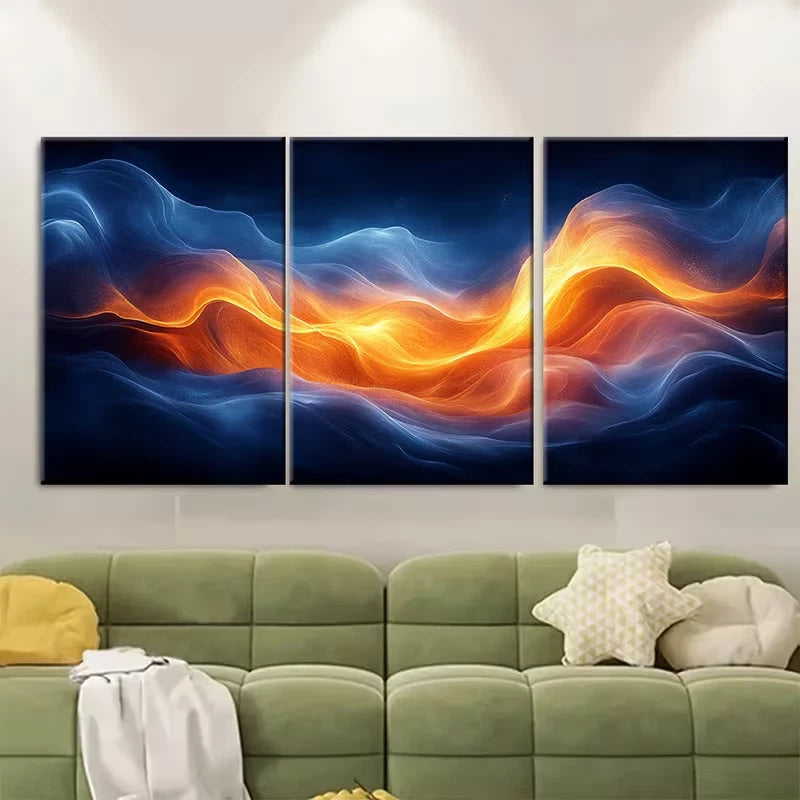 3pcs Dreamy Abstract Flowing Artwork Metal Print Ready to Hang Art