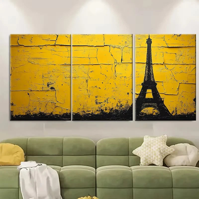 3pcs Eiffel Tower Abstract Metal Print Ready to Hang Art