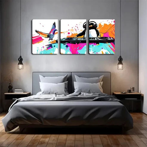 3pcs Animal Music Writer Children's Fun Style Wall Art Canvas Unframed - High Quality Print 100% Australian Made Wall Canvas - Bella Home Decor