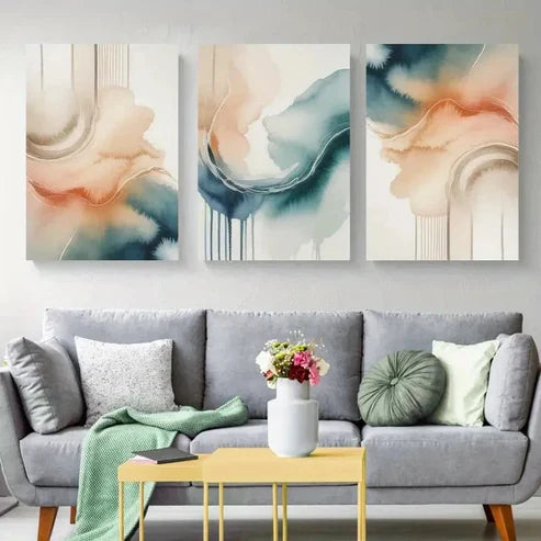 3pcs Abstract Shapes Versatile Wall Art Canvas Unframed - High Quality Print 100% Australian Made Wall Canvas - Bella Home Decor