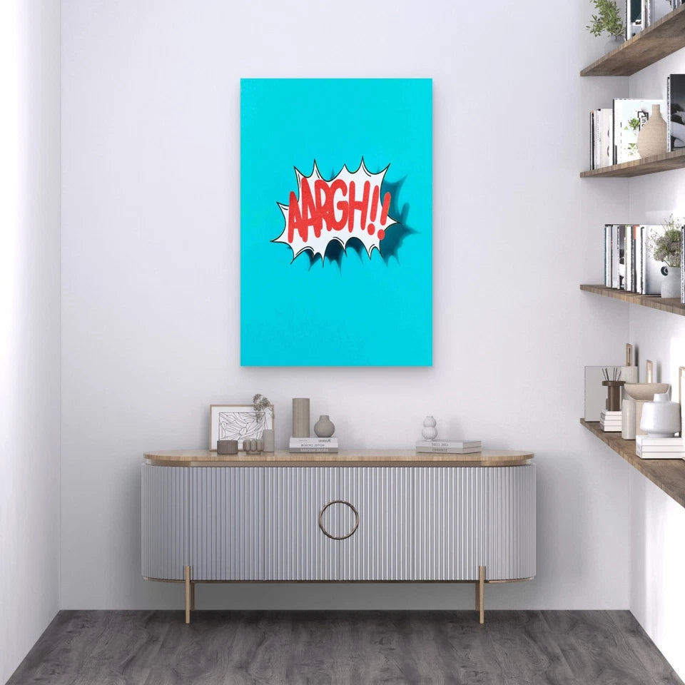 Comic Sound Effect Aargh Blue Backdrop 40x60cm Metal Print Ready to Hang