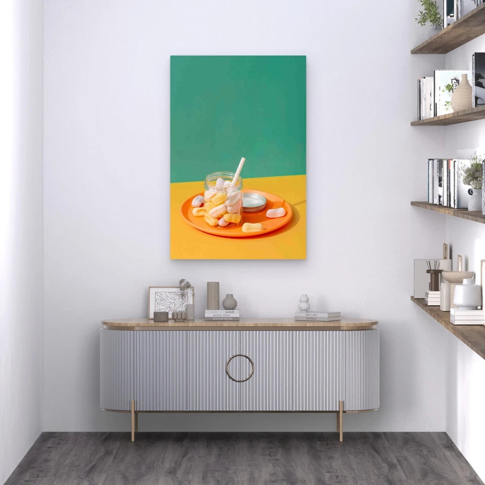 High Angle Sweet Candies Jar 40x60cm Metal Print Ready to Hang