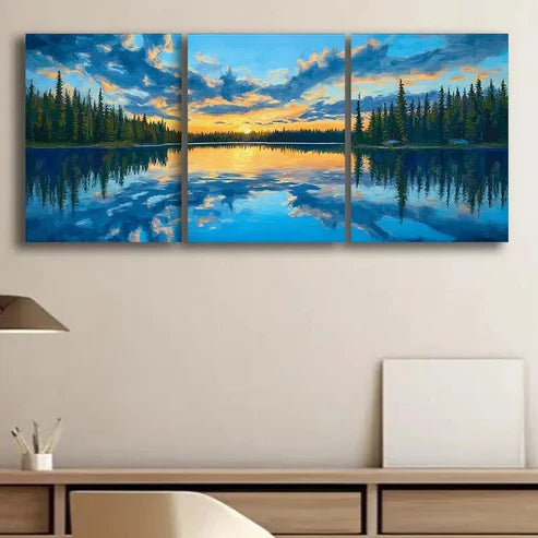 3pcs Luxurious Lakes of Alaska Scenery Perfect Wall Art Set Canvas Unframed - High Quality Print 100% Australian Made Wall Canvas