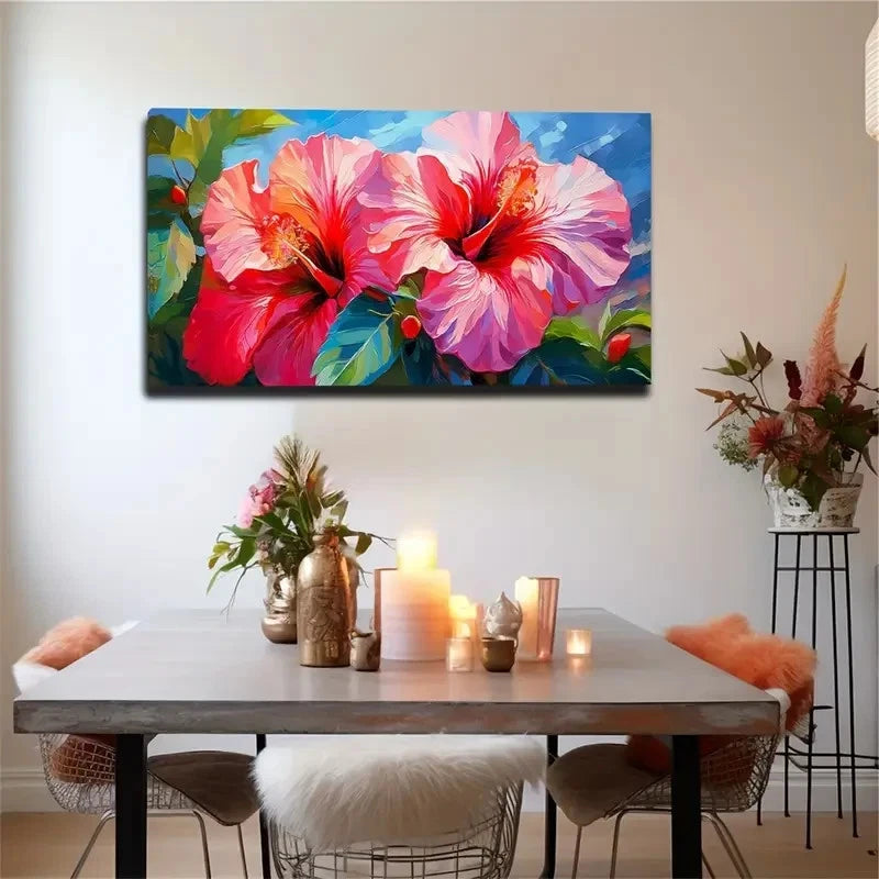 Blooming Red Flowers Wall Art Canvas Office Home Room Framed 120x60cm