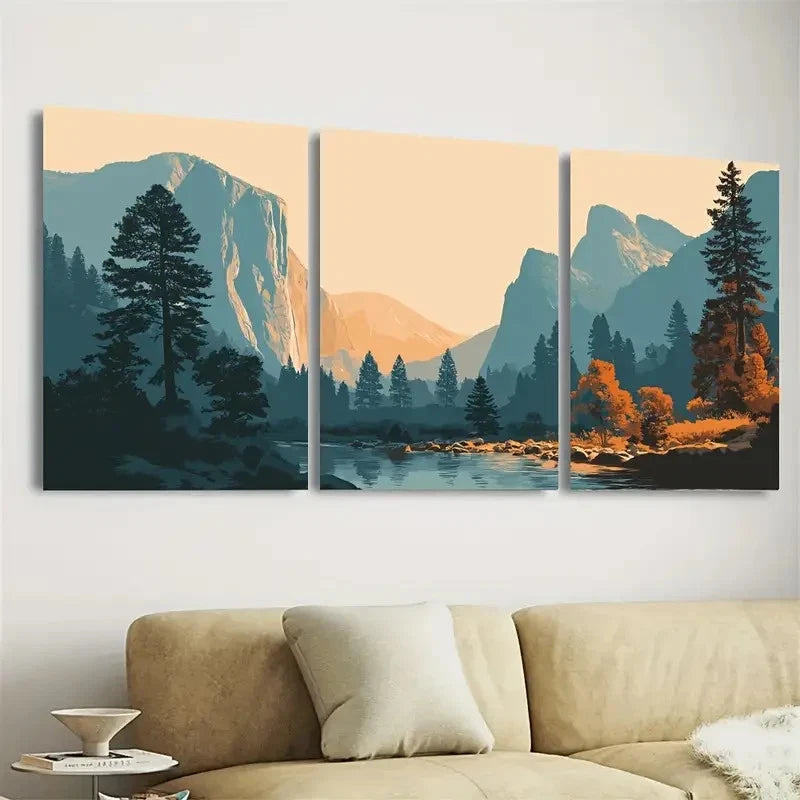 3pcs Kings Canyon National Park Wall Art Set Canvas Framed 40x60cm - High Quality Print 100% Australian Made Wall Canvas Ready to Hang