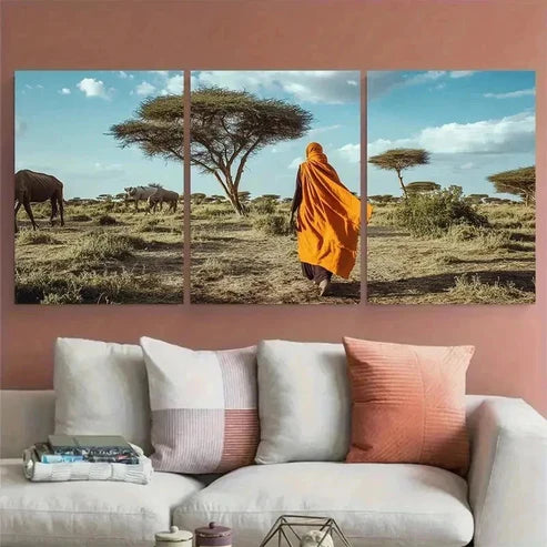3pcs Botanical Decor West African Travel Perfect Wall Art Set Canvas Unframed - High Quality Print 100% Australian Made Wall Canvas - Bella Home Decor