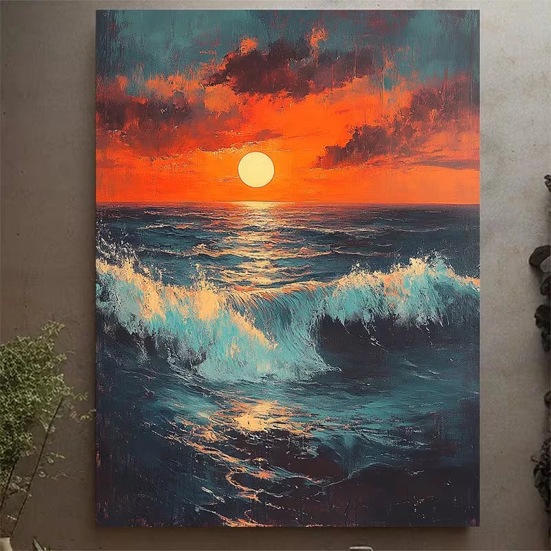 Bold Teal and Orange Sunset Metal Print Ready to Hang