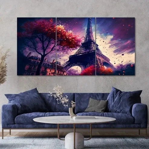 3pcs Abstract Paris Eiffel Tower Wall Art Canvas Unframed - High Quality Print 100% Australian Made Wall Canvas - Bella Home Decor