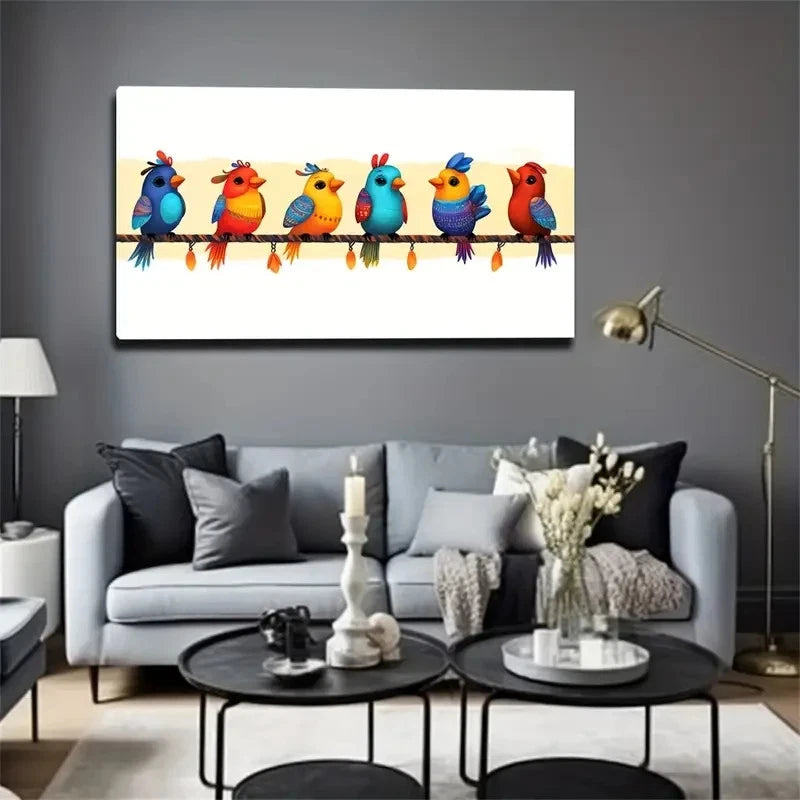 Sparrow On Rope Suitable Wall Art Canvas Office Home Room Framed 120x60cm