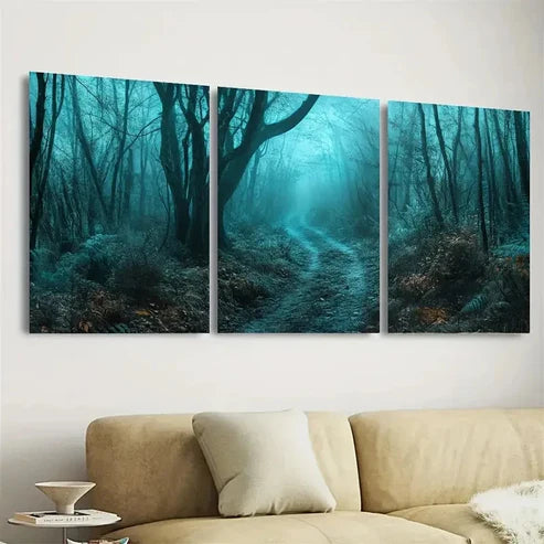 3pcs Ghostly Forest Path Halloween Art Spooky Wall Art Canvas Unframed - High Quality Print 100% Australian Made Wall Canvas - Bella Home Decor