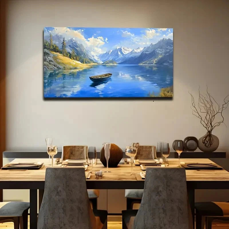 Serene Forest Cabin Scene Wall Art Canvas Office Home Room Framed 120x60cm